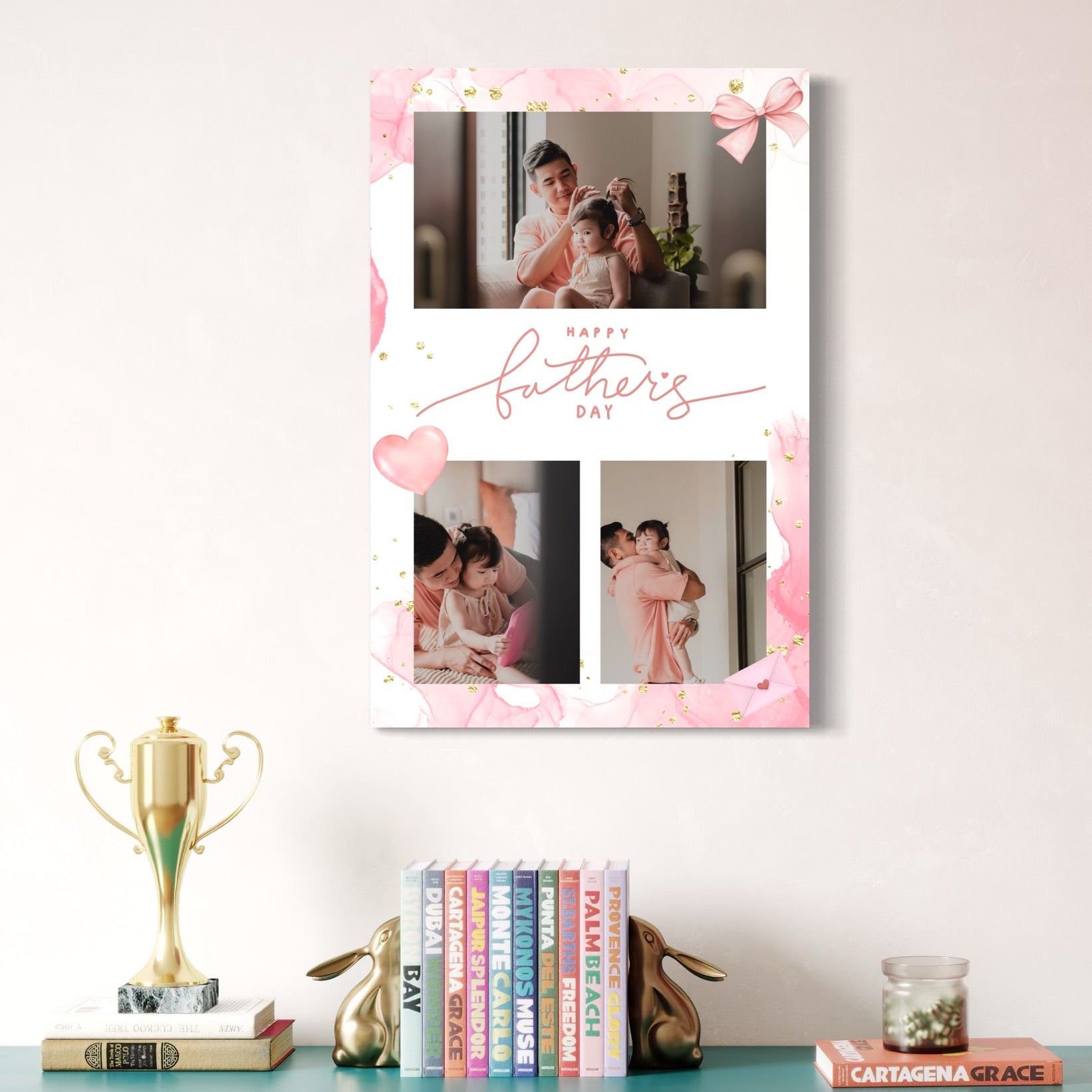 Tablou canvas decorativ cu tablou personalizat cu trei fotografii de familie